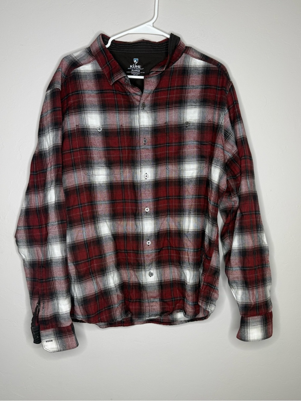 Kuhl men’s flannel button down red plaid size XL